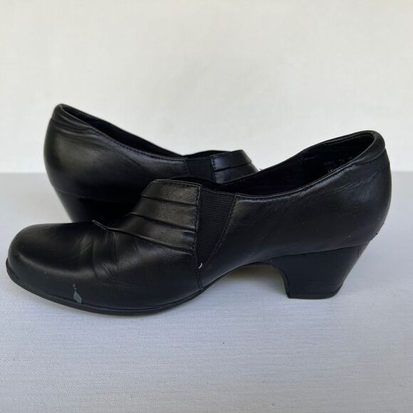 Clarks Loafers Size 7W Black Everyday Sugar Spice Heeled Leather 85140 - Picture 5 of 11